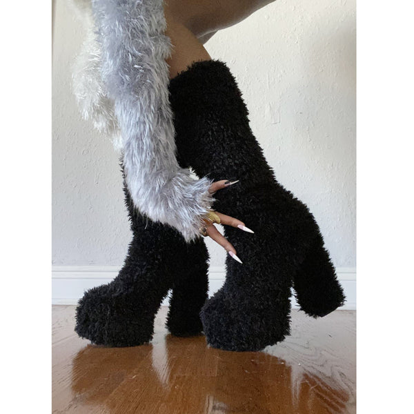 privileged By J.c. Dossier Brinkley Brown Vegan Shearling Knee High Boot