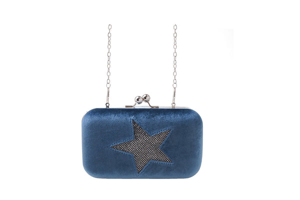 privileged by j.c. dossier Britt Plush Velvet Star Clutch Handbag