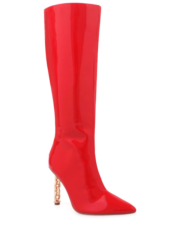 Privileged By J.c. Dossier Brixton White Chain Heel Knee Boot