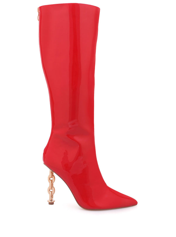 privileged by j.c. dossier Brixton White Chain Heel Knee Boot