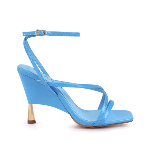 privileged by j.c. dossier Bronson White Strappy Ankle Buckle Heels