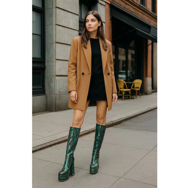 Privileged By J.c. Dossier Bruna Neon Snakeskin Platform Boots