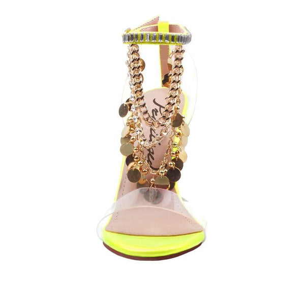 Privileged By J.c. Dossier Bryden Neon Yellow Rhinestone Heel