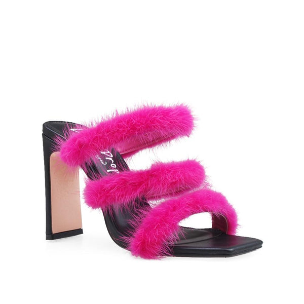 Privileged By J.c. Dossier Cachita Pink Faux Fur Heel