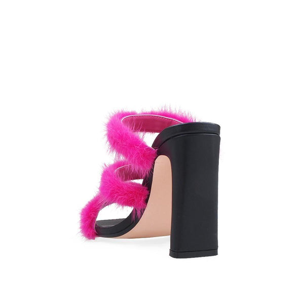 Privileged By J.c. Dossier Cachita Pink Faux Fur Heel