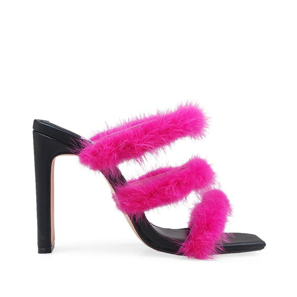 privileged by j.c. dossier Cachita Pink Faux Fur Heel