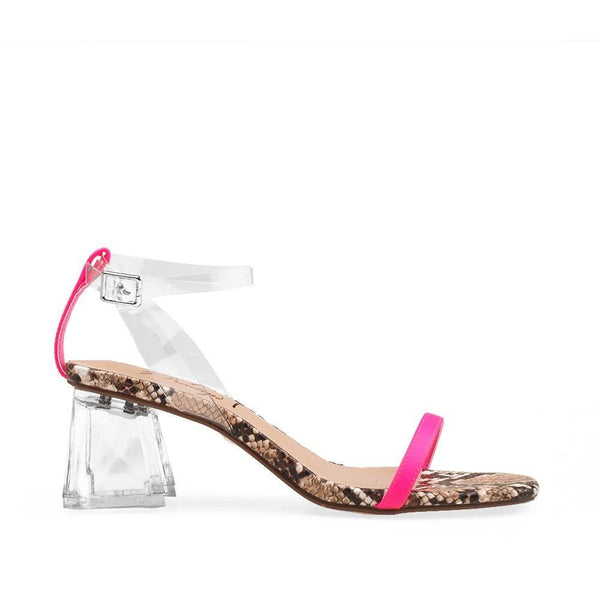 privileged by j.c. dossier Camella Neon Pink Strappy Heel