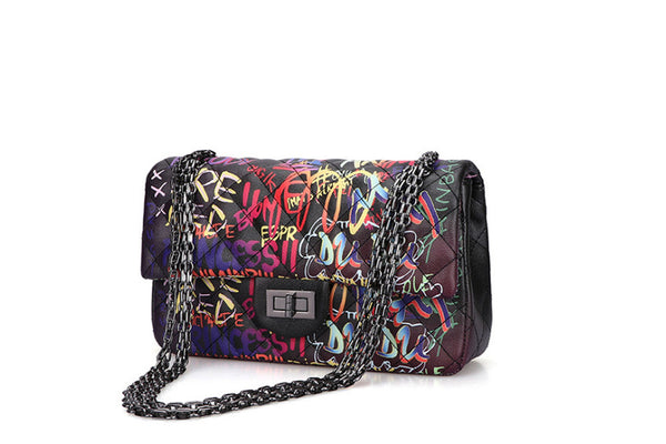 Privileged By J.c. Dossier Candice Graffiti Purse In Neon Blue