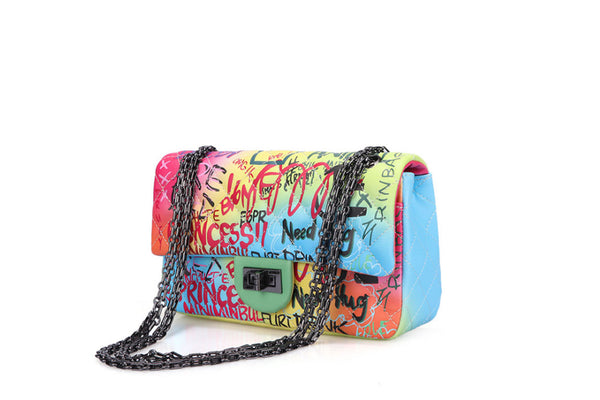 Privileged By J.c. Dossier Candice Graffiti Purse In Neon Blue