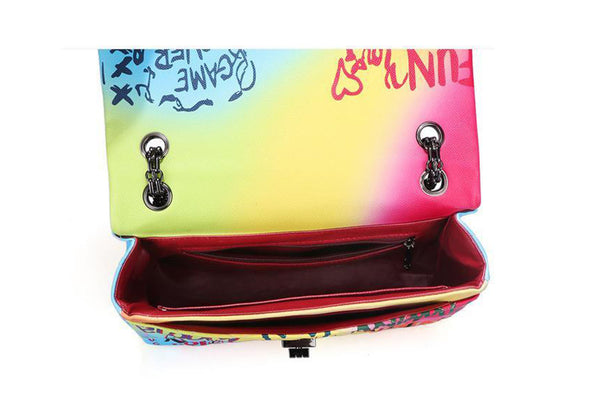 Privileged By J.c. Dossier Candice Graffiti Purse In Neon Blue