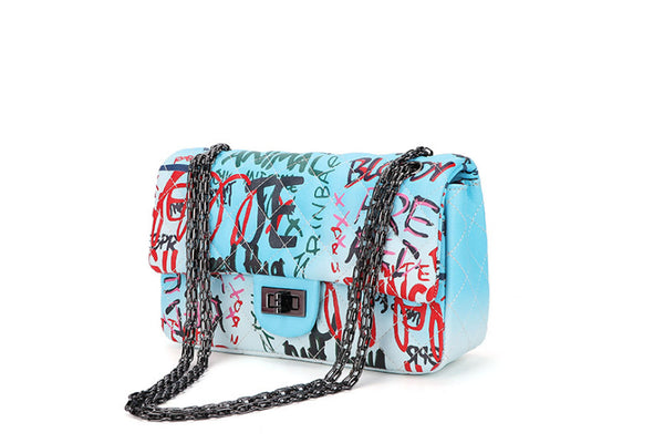 privileged by j.c. dossier Candice Graffiti Purse in Neon Blue