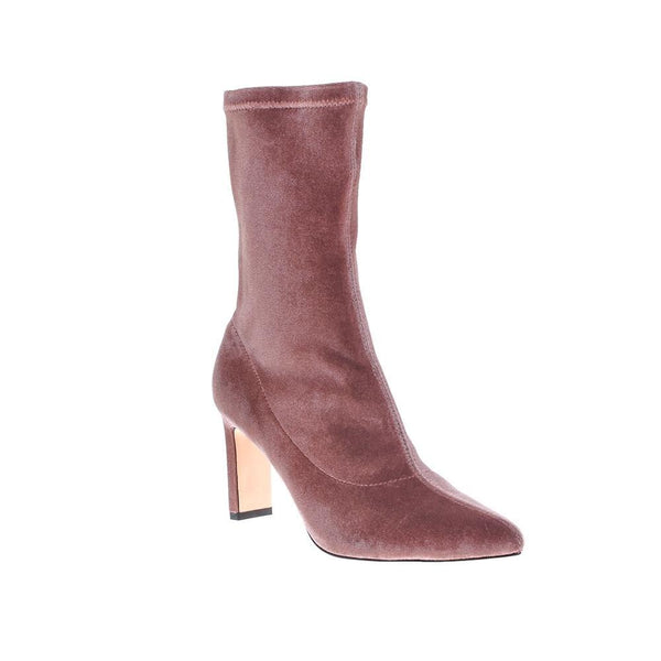 Privileged By J.c. Dossier Candy Velvet Bootie In Dusky Pink