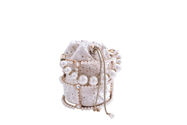 Privileged By J.c. Dossier Cassiopeia Metal Pearl Clutch