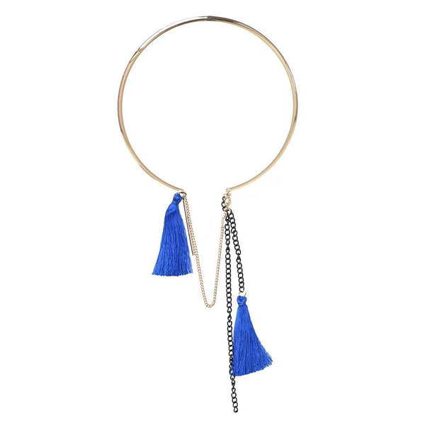 privileged by j.c. dossier Celena Neon Blue Tassel Necklace