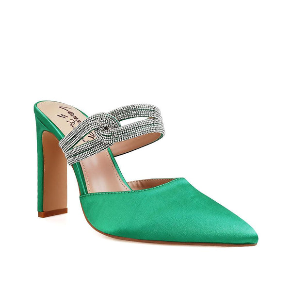 Privileged By J.c. Dossier Celines Green Satin Heel | Bold & Glam Heels