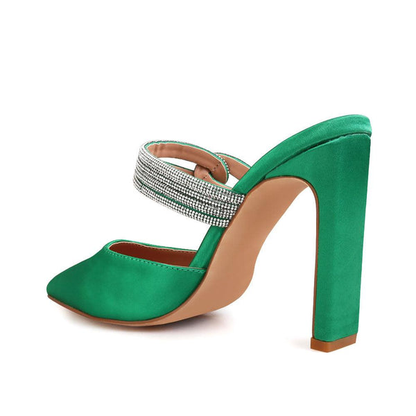 Privileged By J.c. Dossier Celines Green Satin Heel | Bold & Glam Heels
