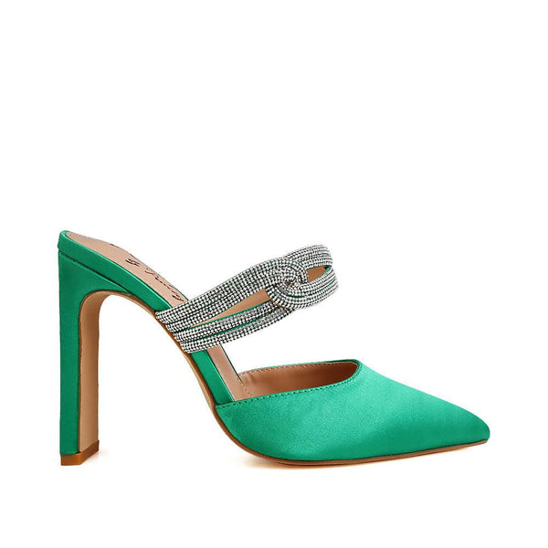 privileged by j.c. dossier Celines Green Satin Heel | Bold & Glam Heels