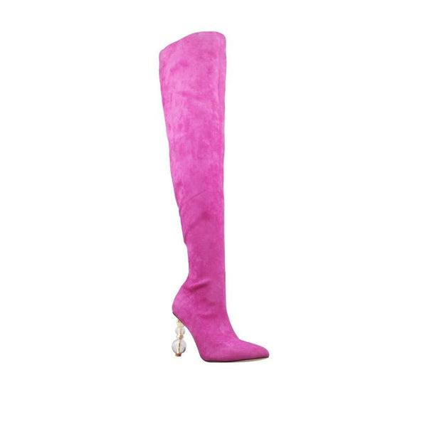 Privileged By J.c. Dossier Chasity Pink Vegan Suede Over-the-Knee Boot