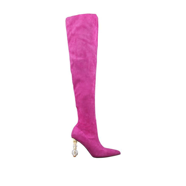privileged by j.c. dossier Chasity Pink Vegan Suede Over-the-Knee Boot