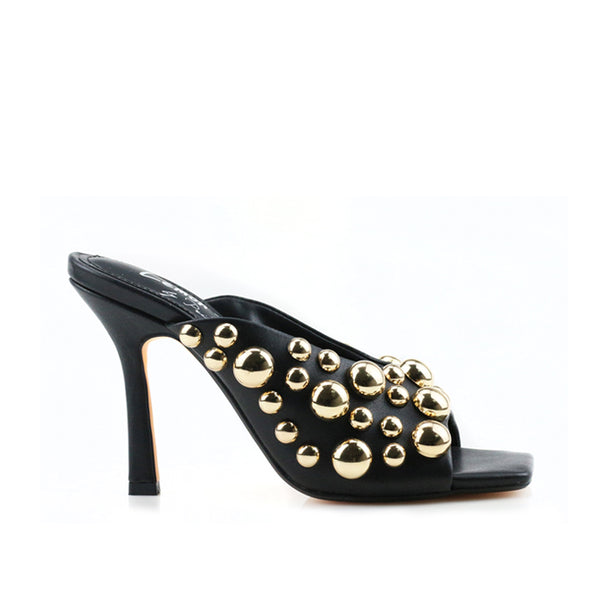 privileged by j.c. dossier Chic Black Heel with Gold Studs