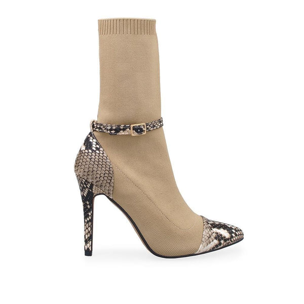privileged by j.c. dossier Choncey Beige Faux Snake Skin Bootie