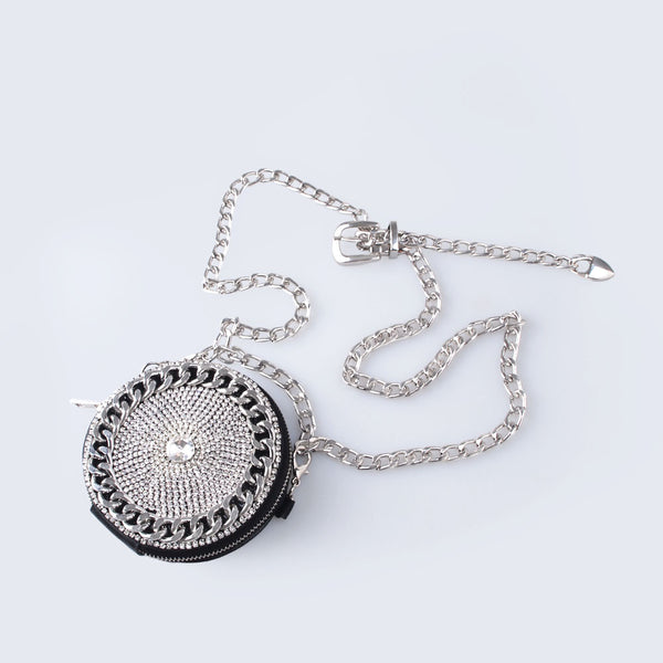 Privileged By J.c. Dossier Circe Rhinestone Crystal Belt Bag