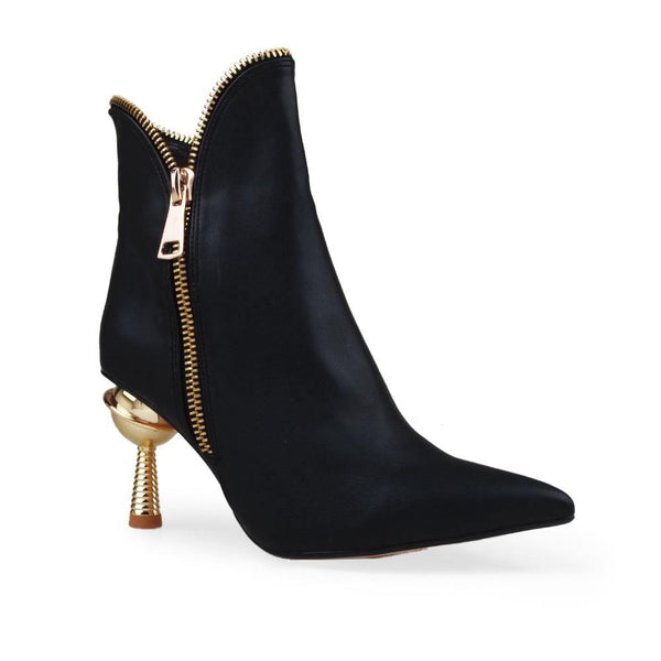 Privileged By J.c. Dossier Claudy Black Bootie With Gold Zipper