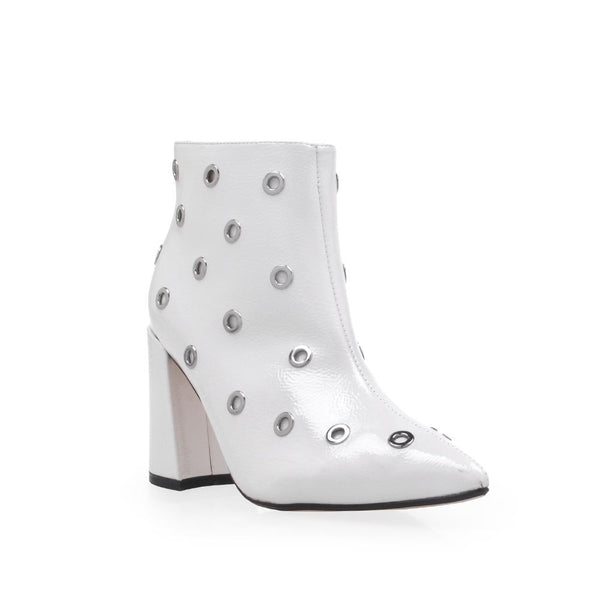 Privileged By J.c. Dossier Cornd White Vegan Leather Bootie