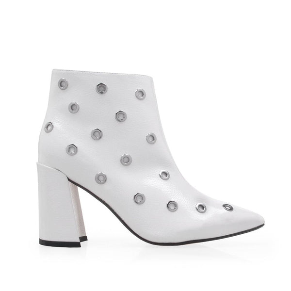 privileged by j.c. dossier Cornd White Vegan Leather Bootie