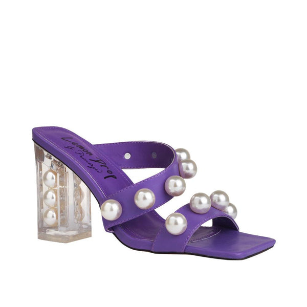 Privileged By J.c. Dossier Cravi Purple Pearl Embellished Heel