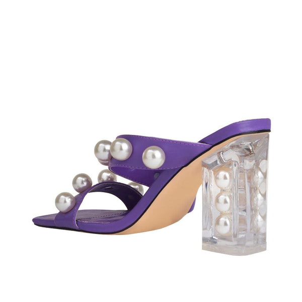 Privileged By J.c. Dossier Cravi Purple Pearl Embellished Heel