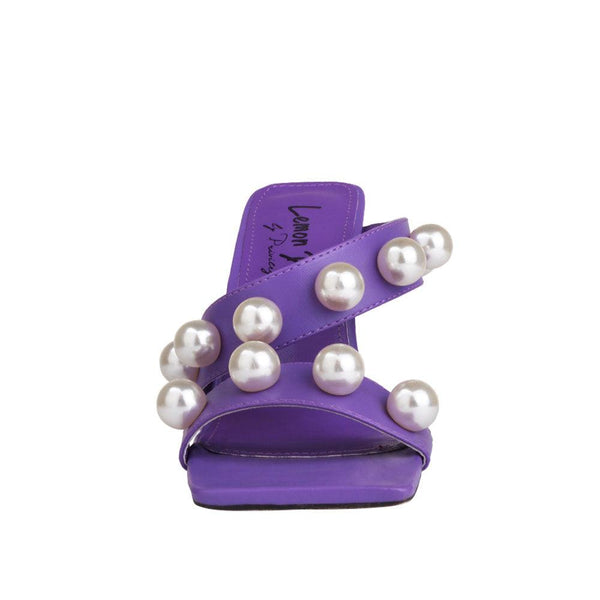 Privileged By J.c. Dossier Cravi Purple Pearl Embellished Heel