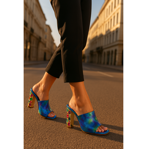 Privileged By J.c. Dossier Crear Satin Heels Blue 4in