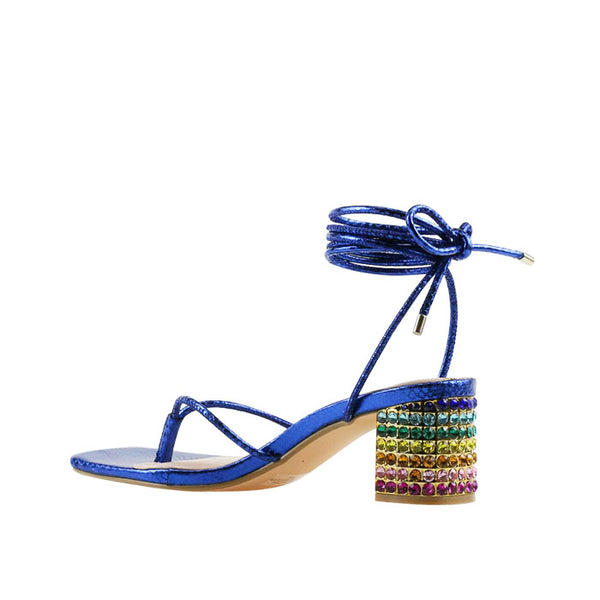 Privileged By J.c. Dossier Cumberbatch Metallic Strappy Block Heel Sandals