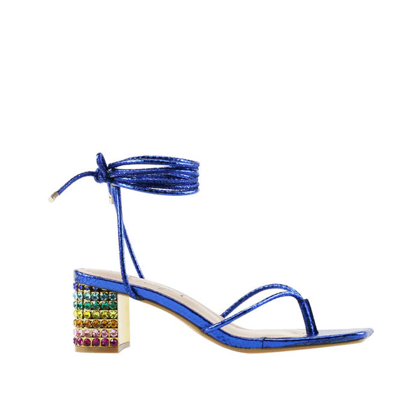 privileged by j.c. dossier Cumberbatch Metallic Strappy Block Heel Sandals