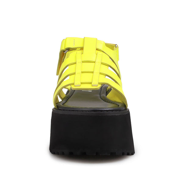 Privileged By J.c. Dossier Dallyce Neon Yellow Vegan Leather Platform