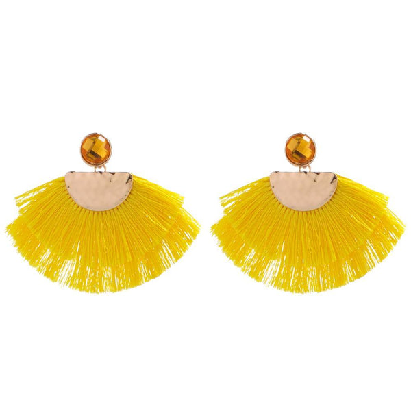 privileged by j.c. dossier Daria Yellow Fringe Earrings