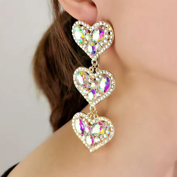 Privileged By J.c. Dossier Daring Rhinestone Heart Earrings