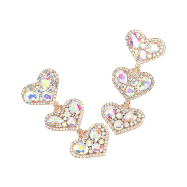 Privileged By J.c. Dossier Daring Rhinestone Heart Earrings