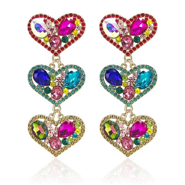 Privileged By J.c. Dossier Daring Rhinestone Heart Earrings