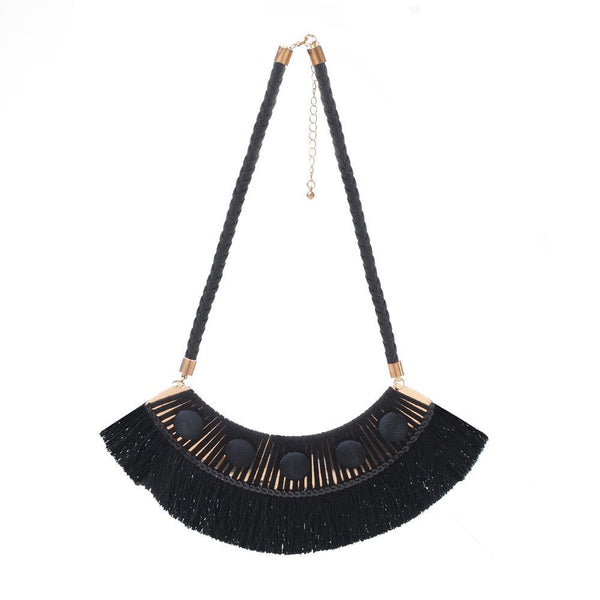 privileged by j.c. dossier Darlena Black Fringe Necklace