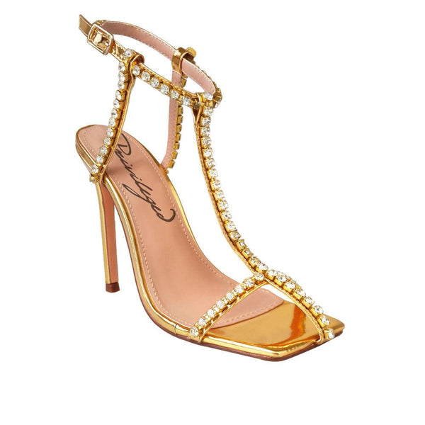 Privileged By J.c. Dossier Dashing Gold Rhinestone Heel