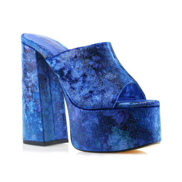 Privileged By J.c. Dossier Decima Green Velvet Platform Heels
