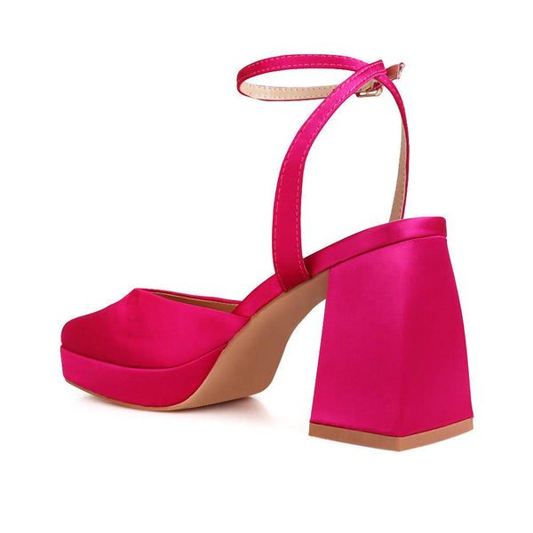 Privileged By J.c. Dossier Diligent Satin Pink Platform Heels