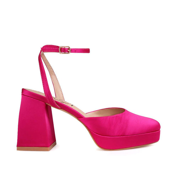 privileged by j.c. dossier Diligent Satin Pink Platform Heels