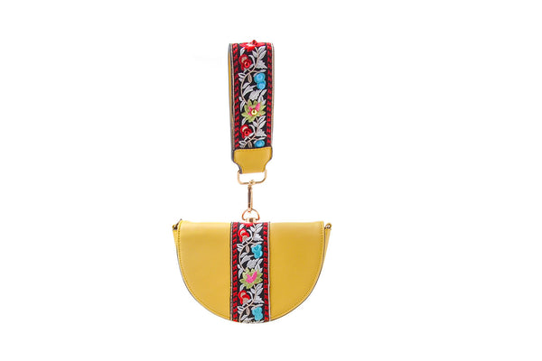 privileged by j.c. dossier Dolora Yellow Embroidered Clutch