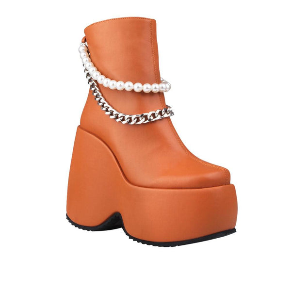 Privileged By J.c. Dossier Dolores Orange Vegan Leather Bootie