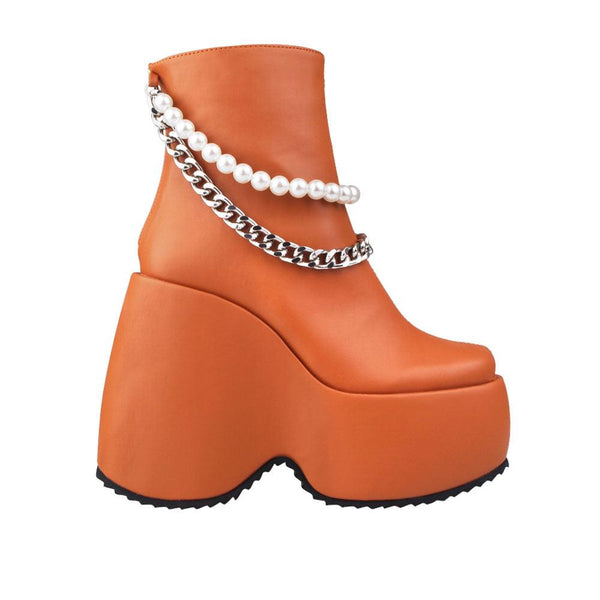privileged by j.c. dossier Dolores Orange Vegan Leather Bootie