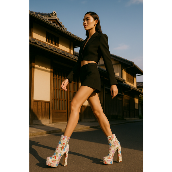 Privileged By J.c. Dossier Duke Floral Platform Bootie