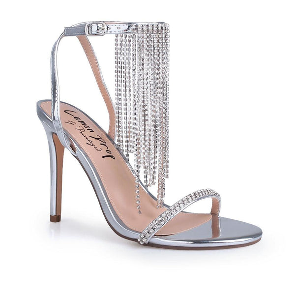 Privileged By J.c. Dossier Eanna Silver Vegan Leather Heel